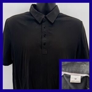 Travis Mathew Mens Black Short Sleeve Polo Shirt Size M Made in Peru Pima Cotton